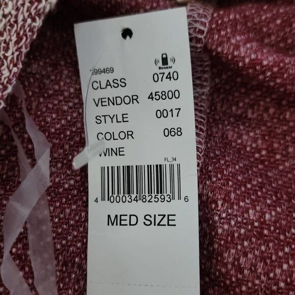 LA Hearts Women's Size Medium Wine Cream Open Front Kimono Cardigan - Picture 3 of 7